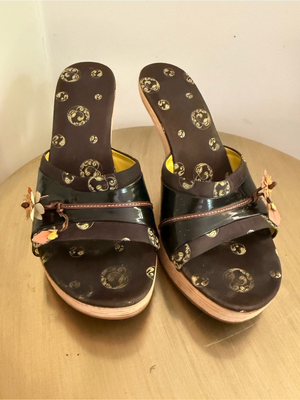 Prada Spring/Summer 2003 "Kimono" floral wooden mules sz 38 - Picture 4 of 5